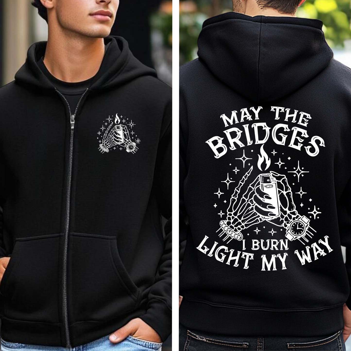 Burn Bridges Zip Hoodie